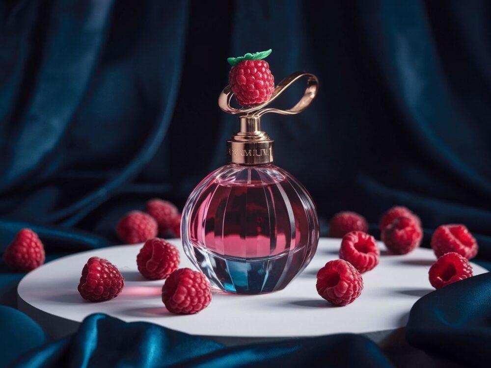butelka perfum z malinami