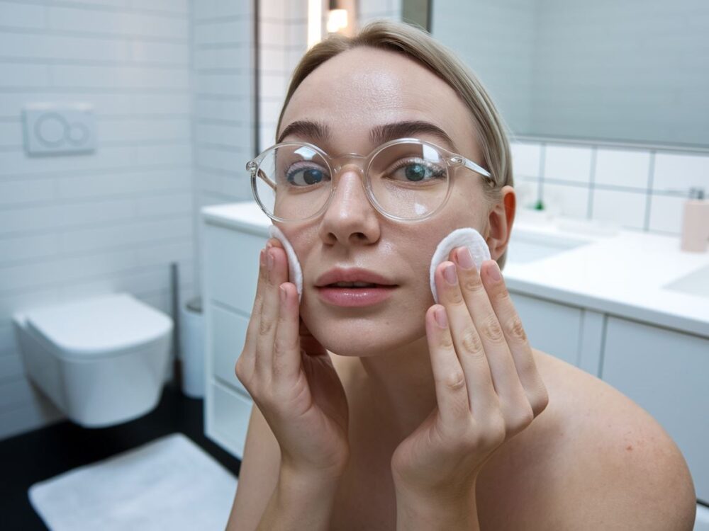 butelka toniku na łazienkowej półce