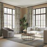 modny salon z zasłonami