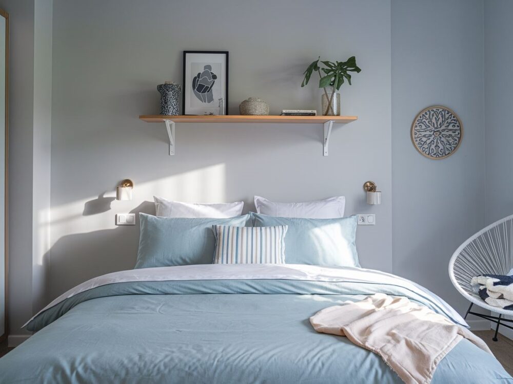stylowa sypialnia z narzutą