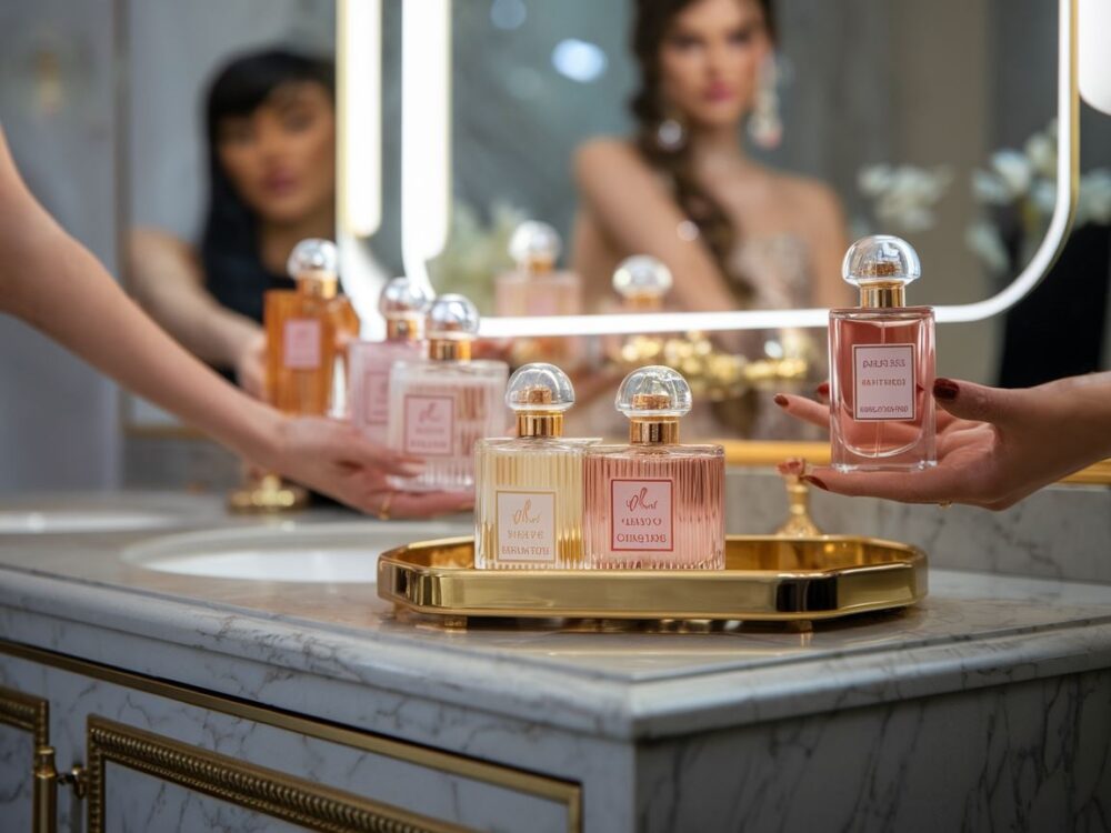 stylowa toaletka z perfumami